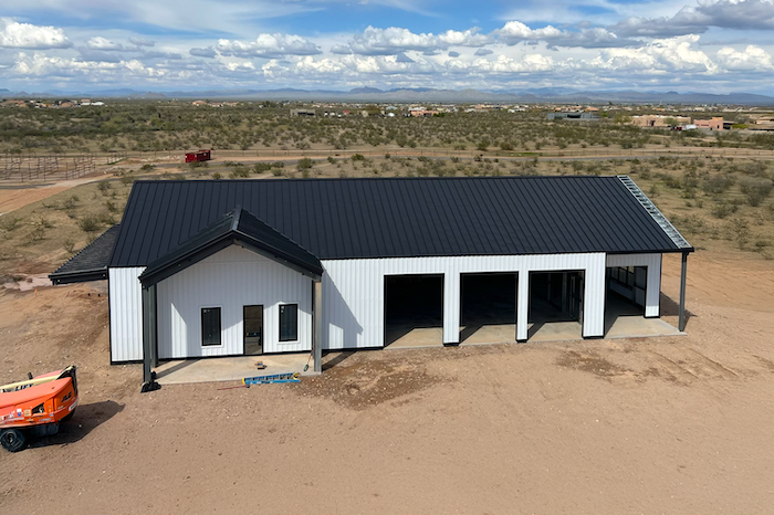 exterior aerial shot of very large retail structure