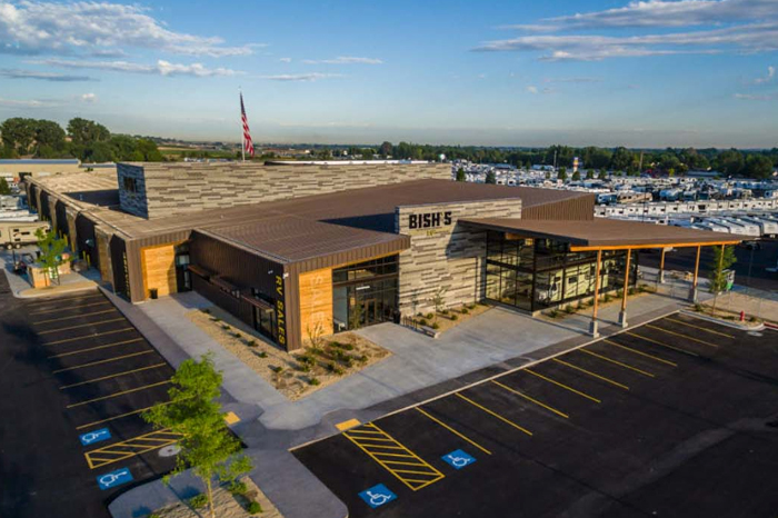 exterior aerial shot of very large retail structure